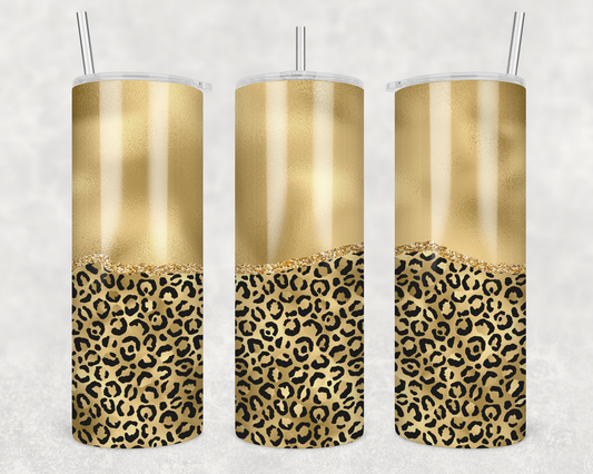 Gold Leopard Print Tumbler