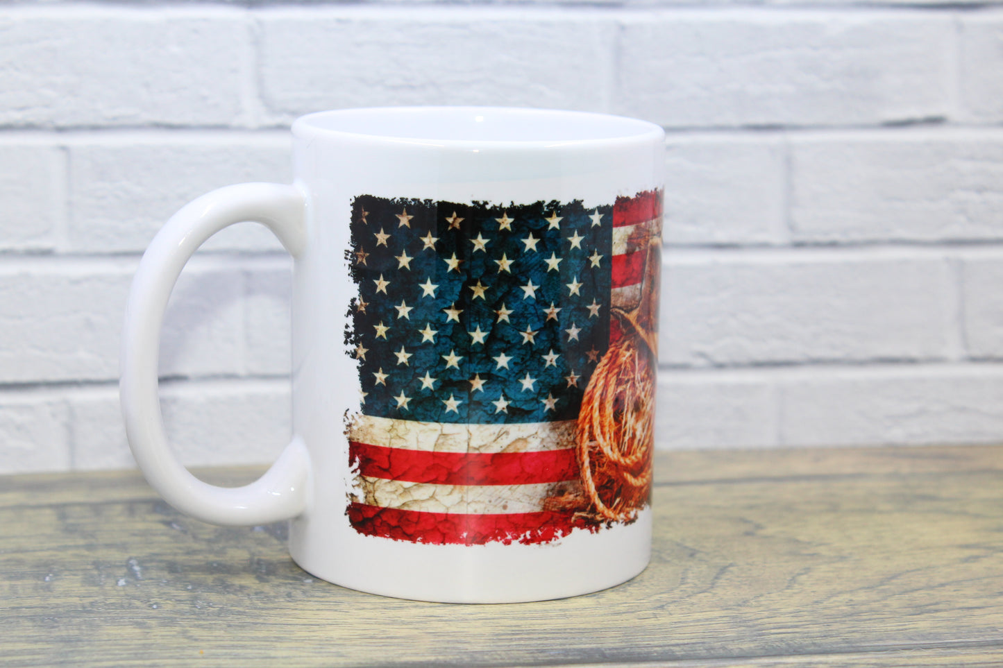 American Flag with Hat and Rope