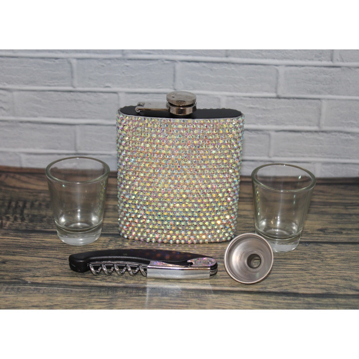 Rhinestone Flask Set