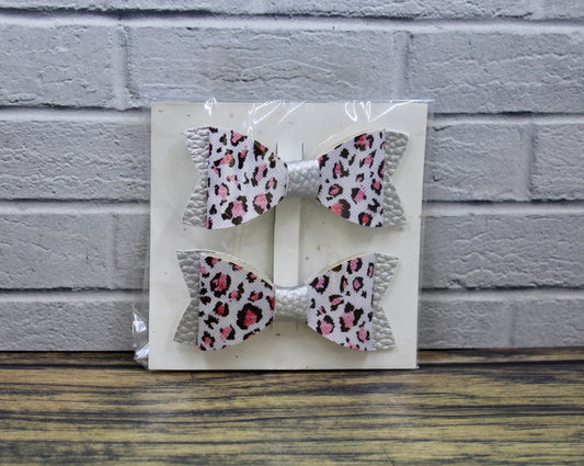 Cheetah Print Pigtails/ Mini Hair Bows