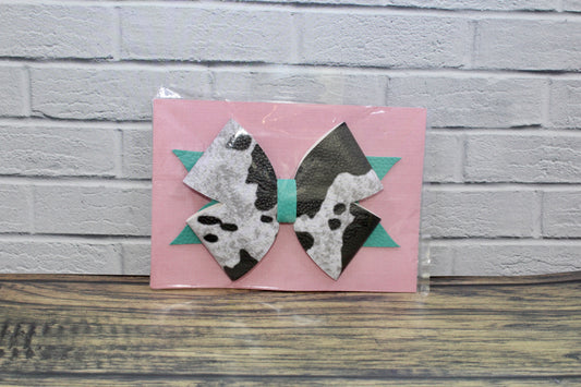 Cow Print Hair Bow