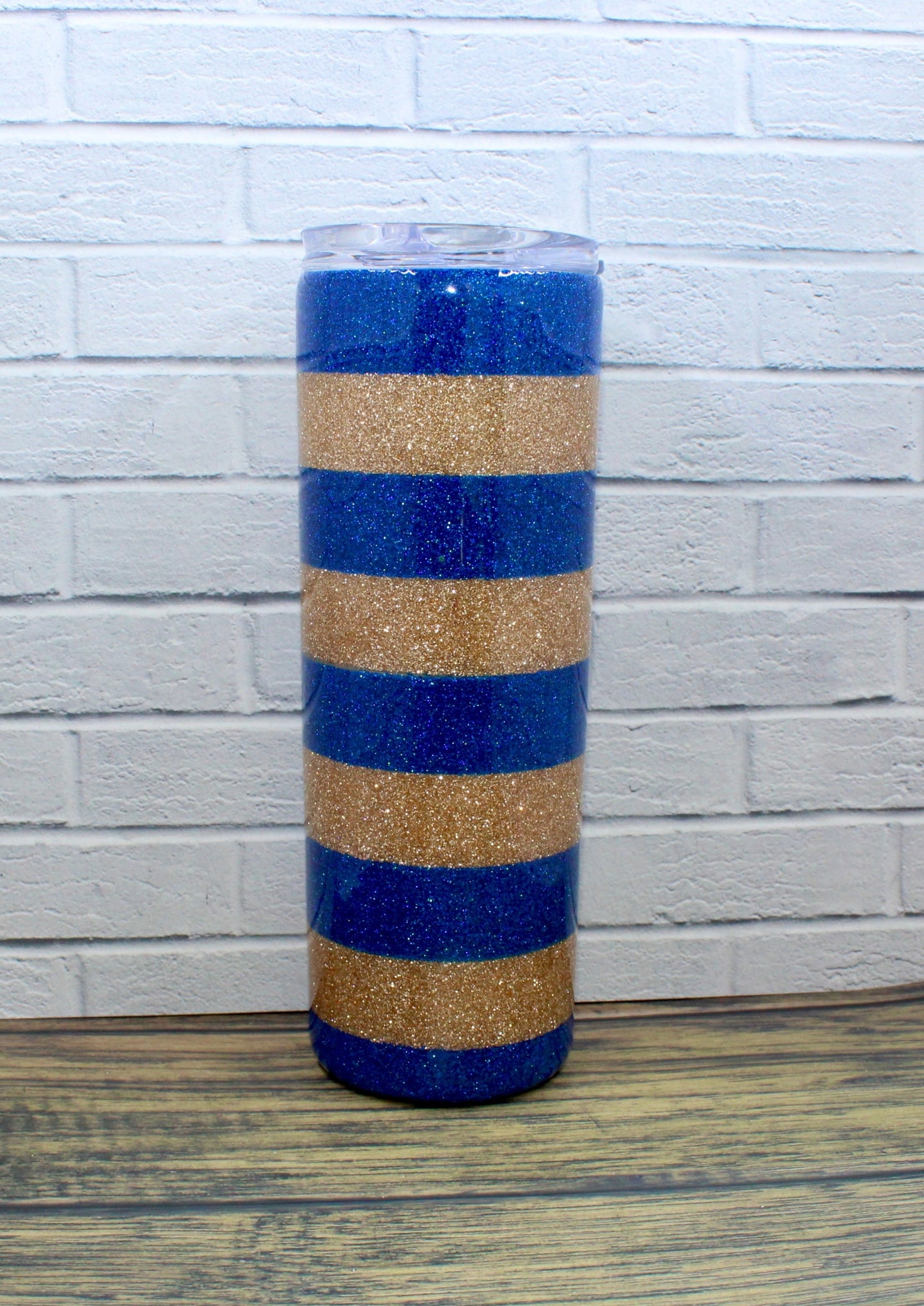 Blue & Gold Stripes Tumbler