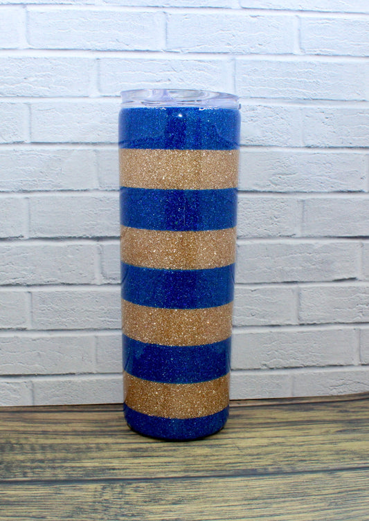 Blue & Gold Stripes Tumbler