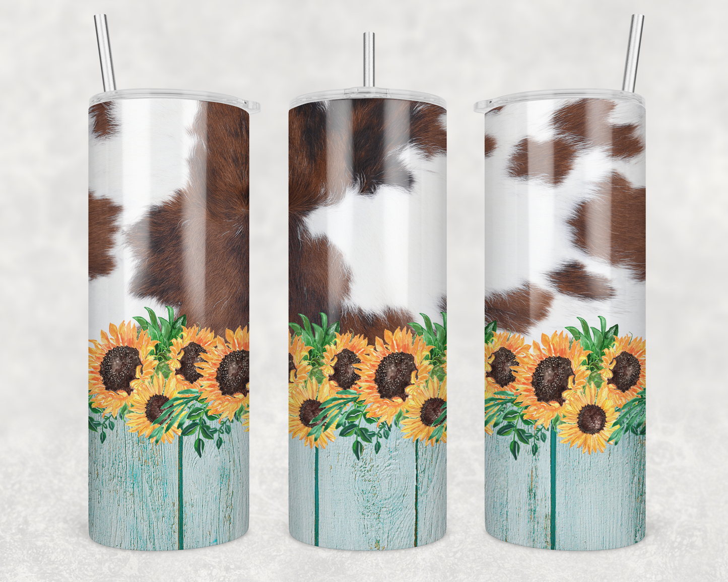 Cow Hide & Sunflowers Tumbler