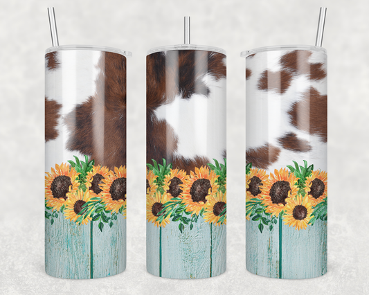 Cow Hide & Sunflowers Tumbler