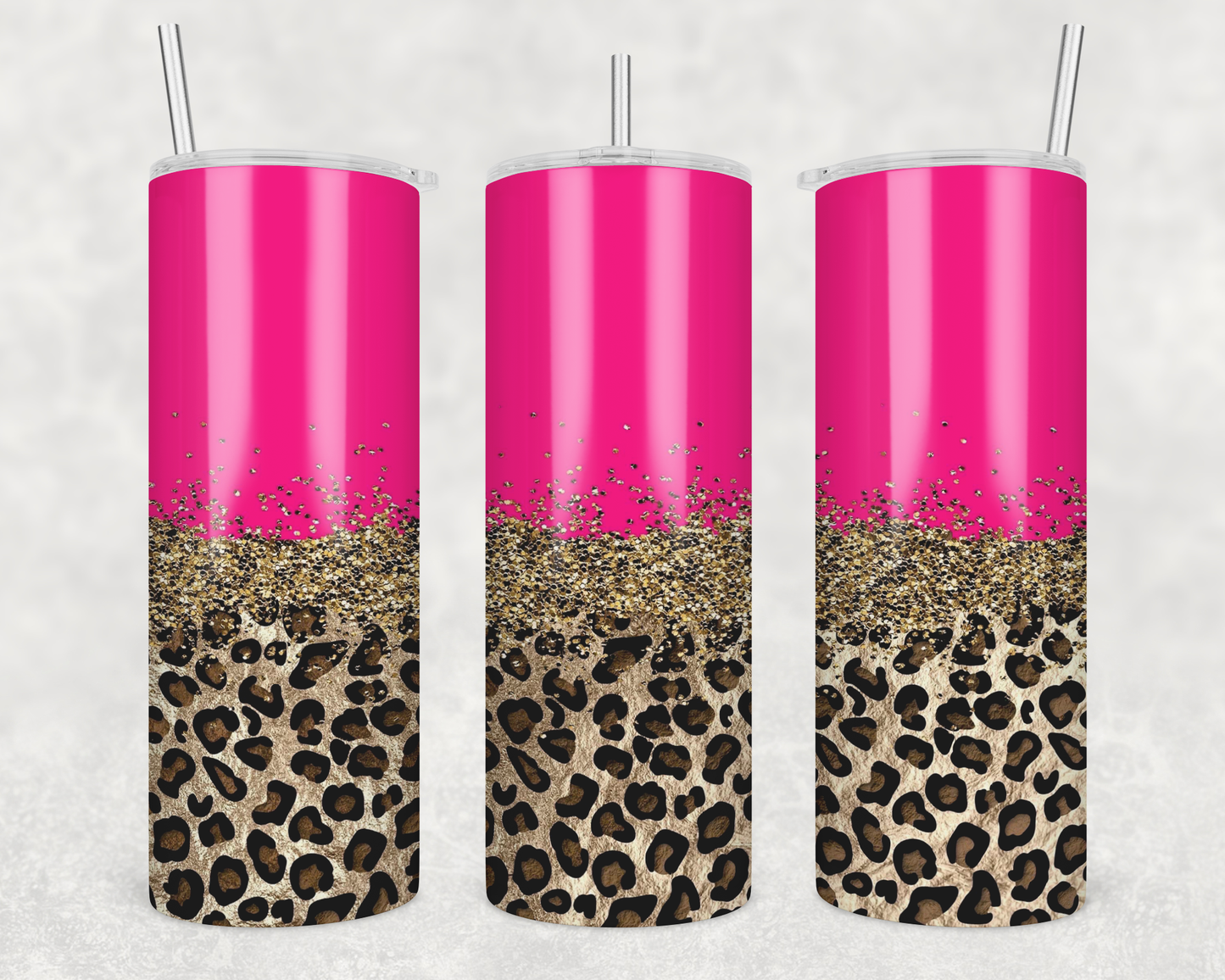 Hot Pink With Cheetah Print Tumbler