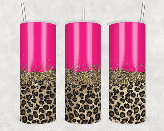 Hot Pink With Cheetah Print Tumbler