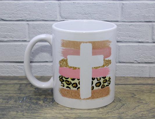 Pink, Gold and Cheetah Print Cross