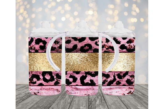 Pink Cheetah Print &Gold Sippy Cup