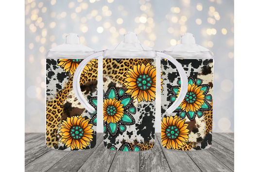 Sunflower Cow Print Sippy Cup