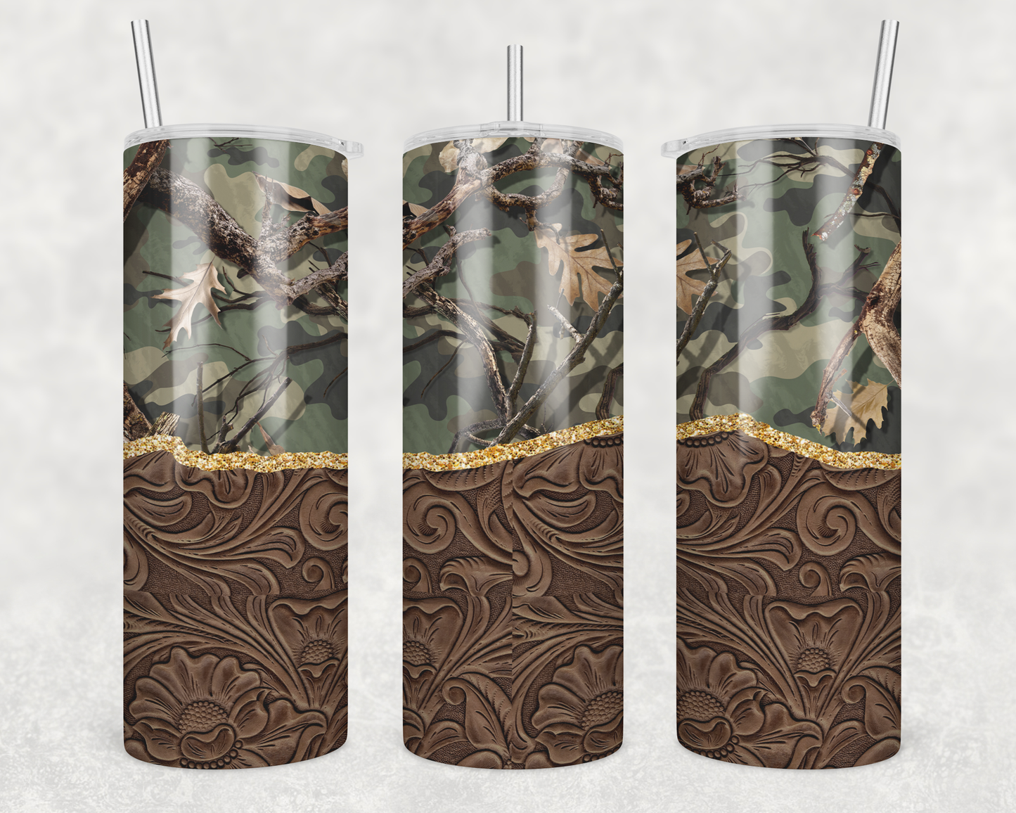 Camouflage & Leather Tumbler