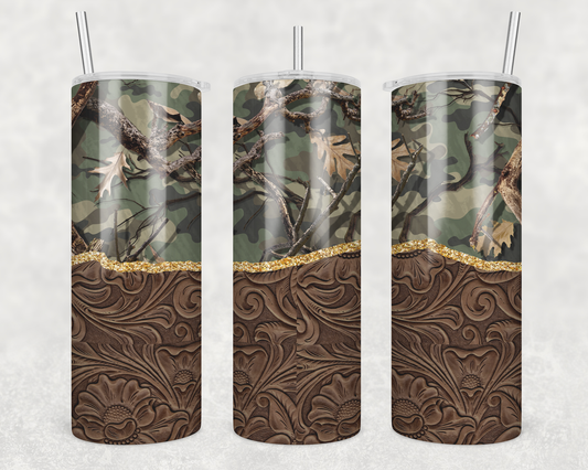 Camouflage & Leather Tumbler