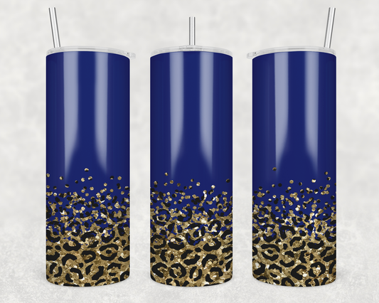 Blue & Gold Cheetah Print Tumbler