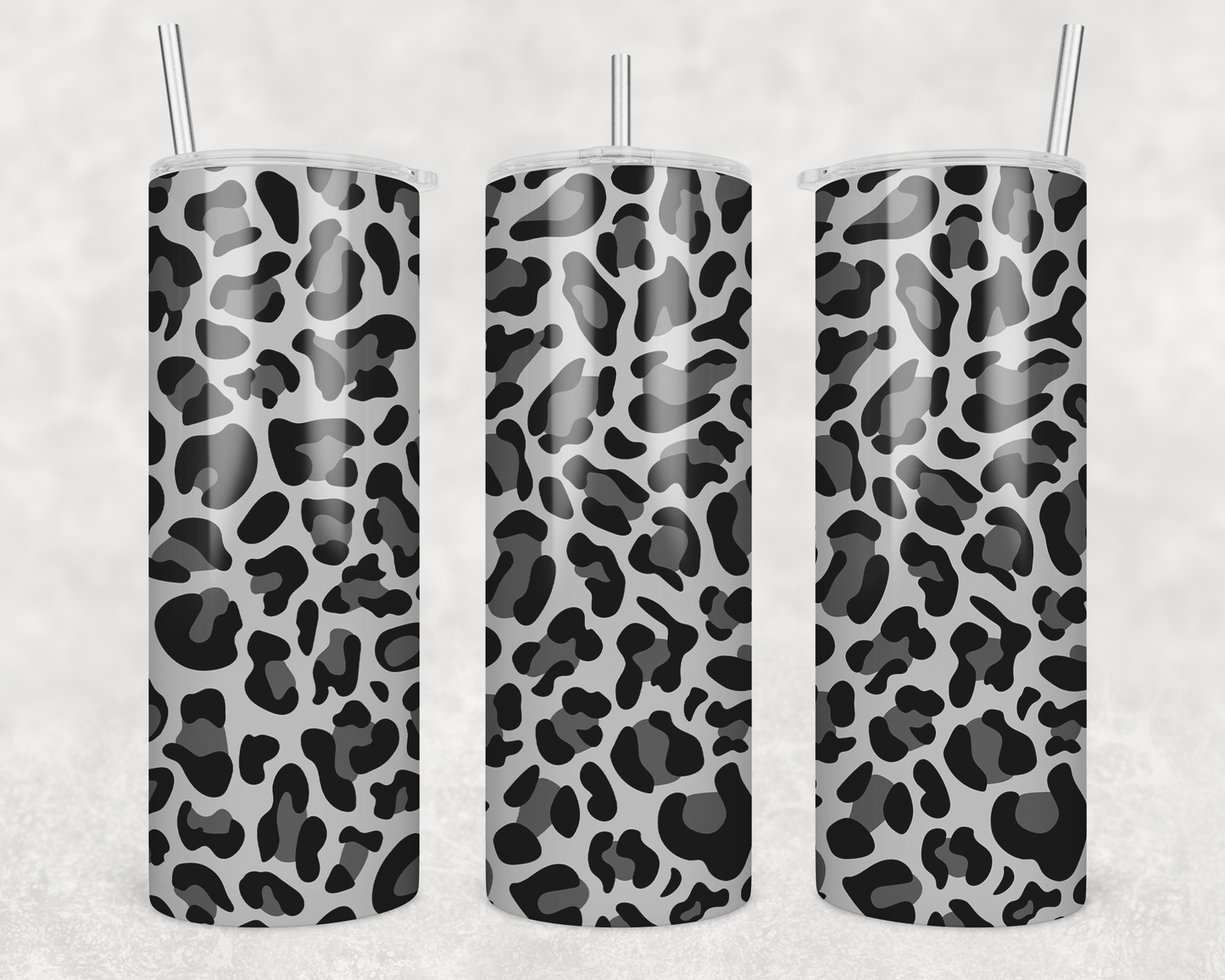 Gray Cheetah Print Tumbler