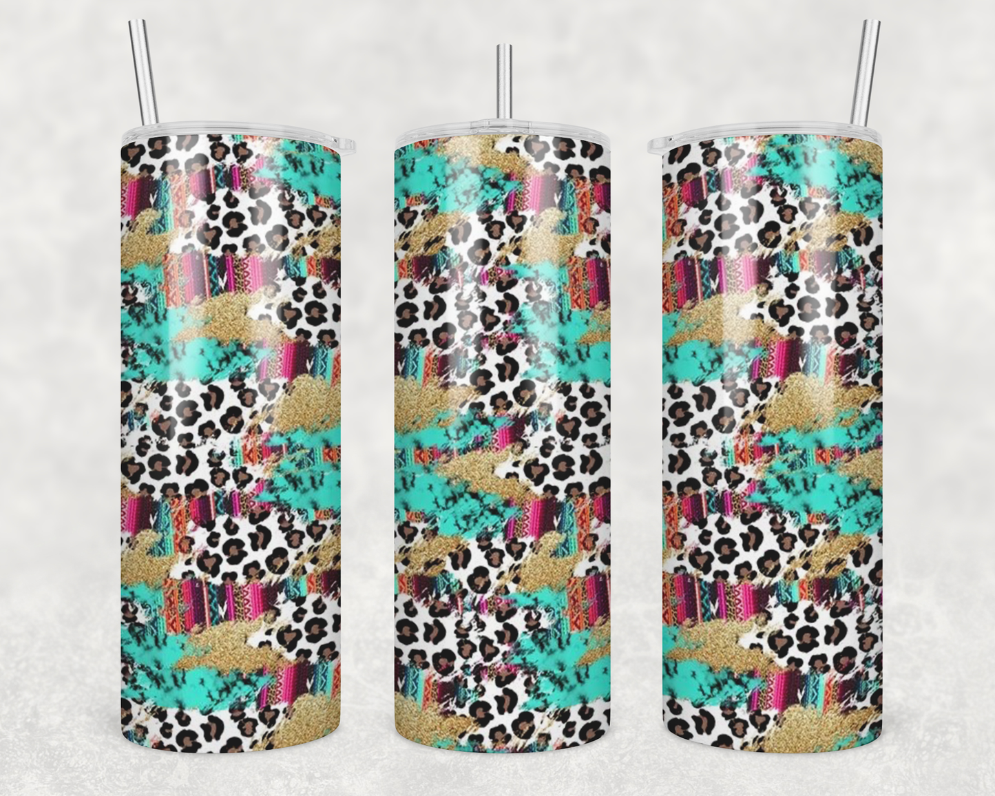 Patchy Leopard Print Tumbler