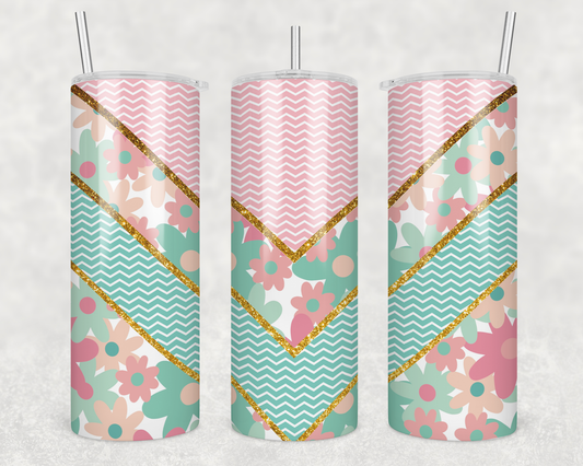 Chevron With Flowers Tumbler