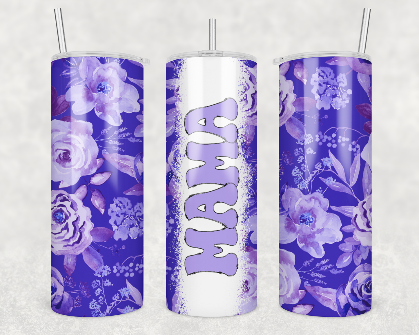 Purple Mama With Flowers Tumbler