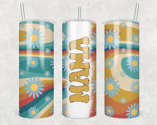 Retro Mama With Flowers Tumbler