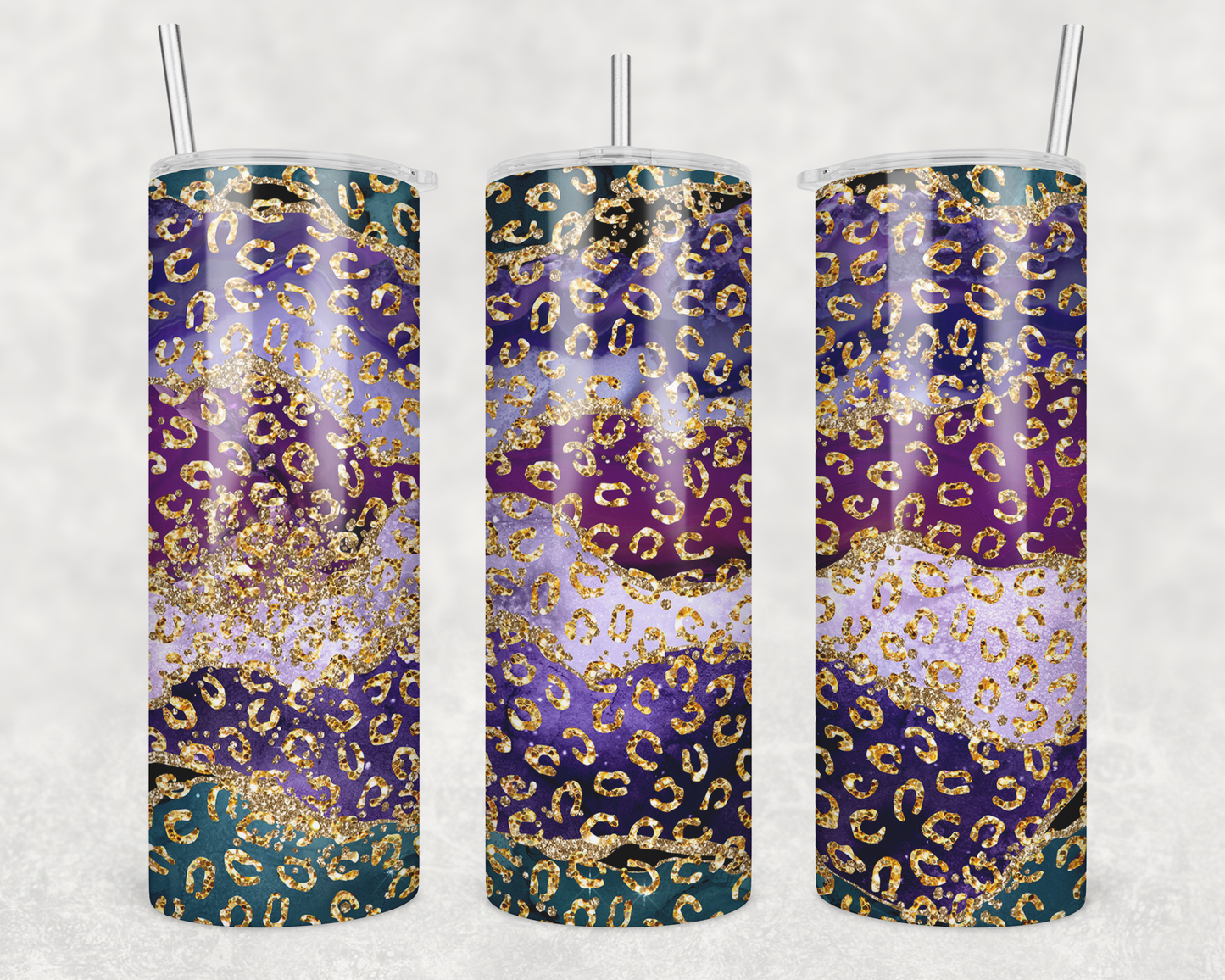 Gold Leopard Print Tumbler