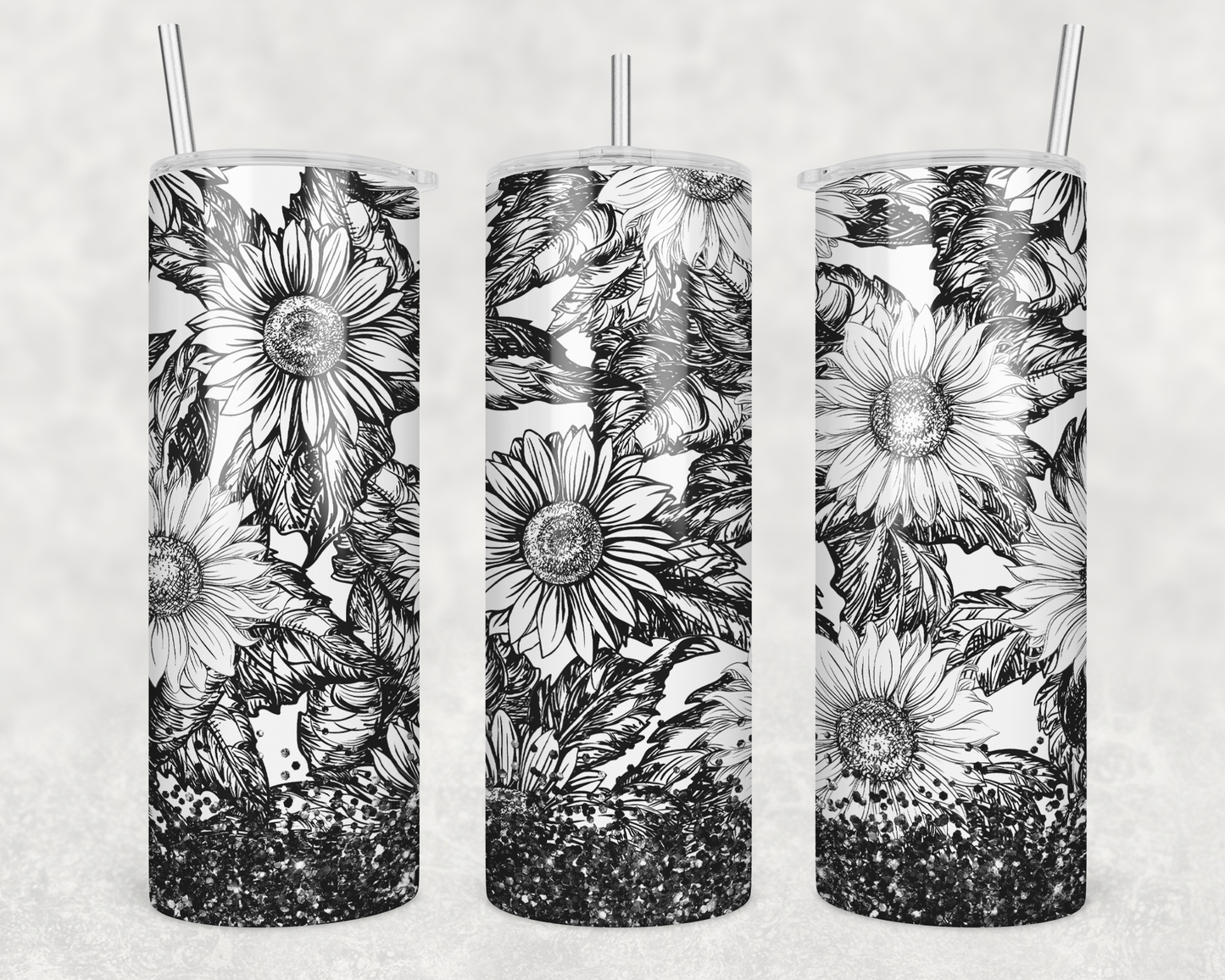 Black & White Floral Tumbler