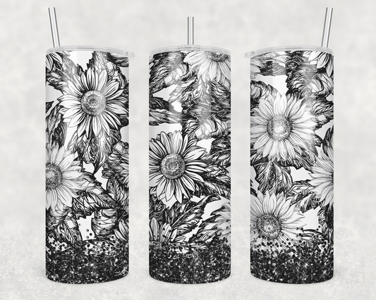 Black & White Floral Tumbler