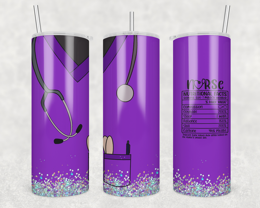 Purple Nurse Scrubs Tumbler