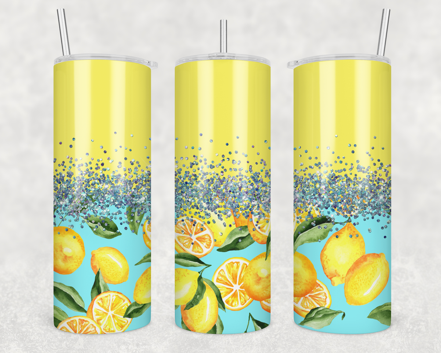 Yellow & Baby Blue With Lemons Tumbler