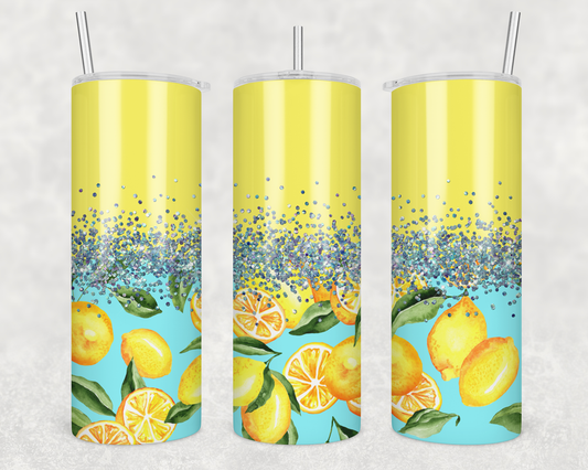 Yellow & Baby Blue With Lemons Tumbler