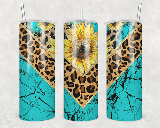 Teal & Sunflower V Split Tumbler