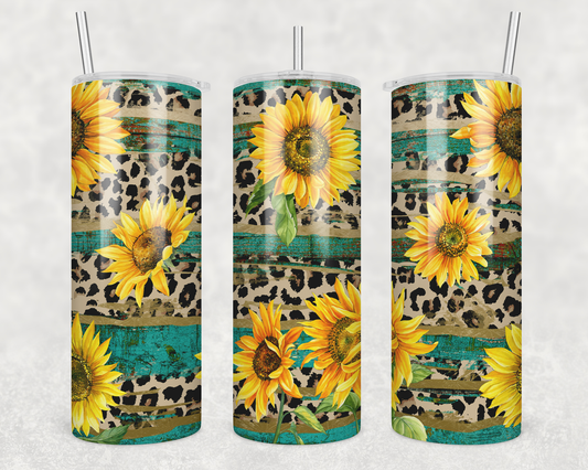 Sunflowers & Leopard Print Tumbler