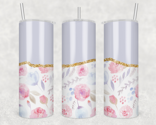 Lilac With Pink Flowers Tumbler