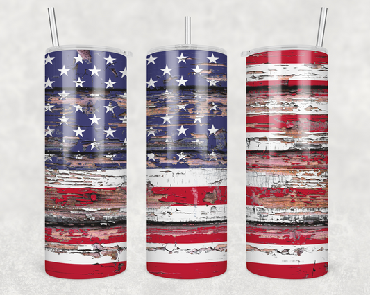 Distress American Flag Tumbler