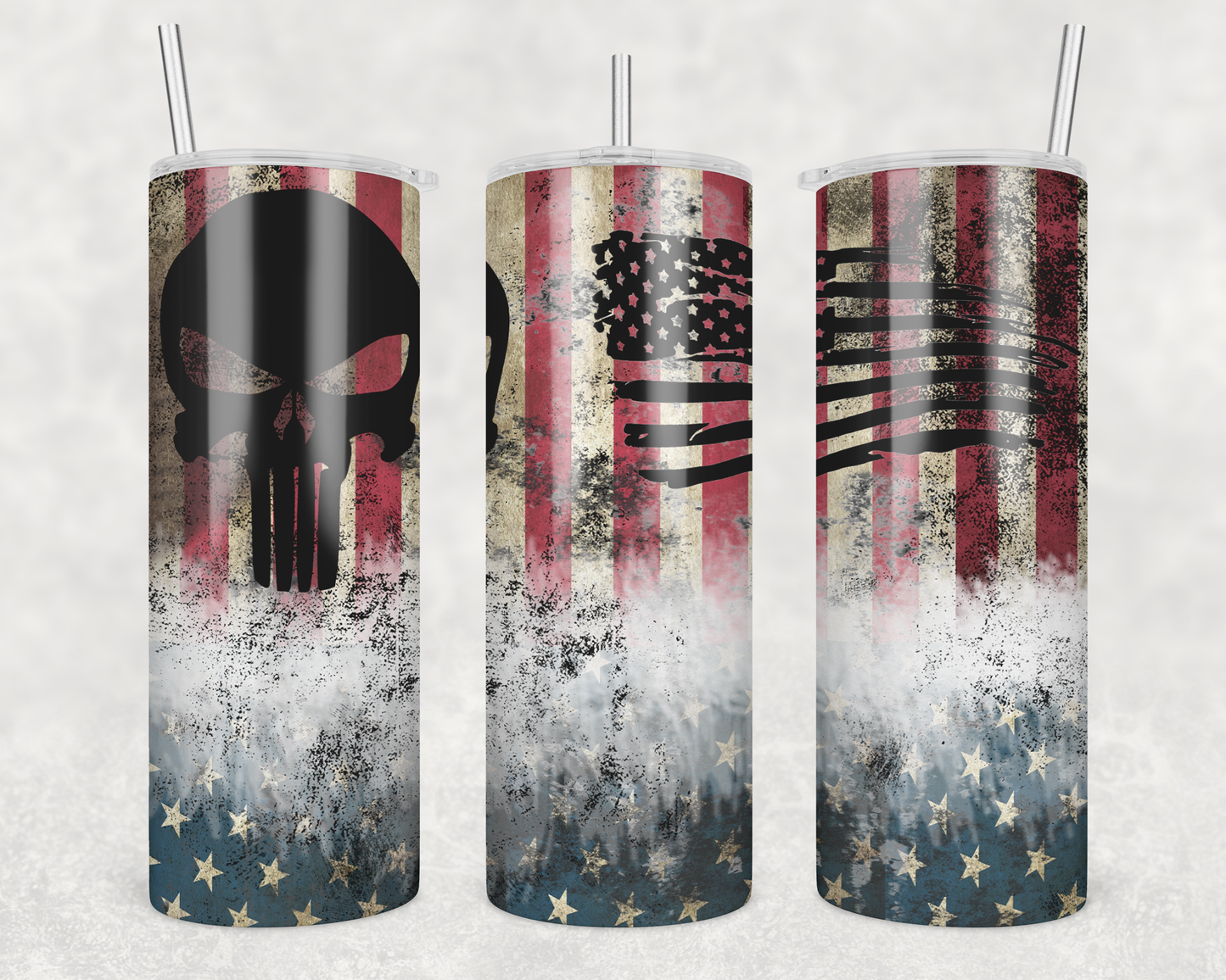 American Flag & Skull Tumbler