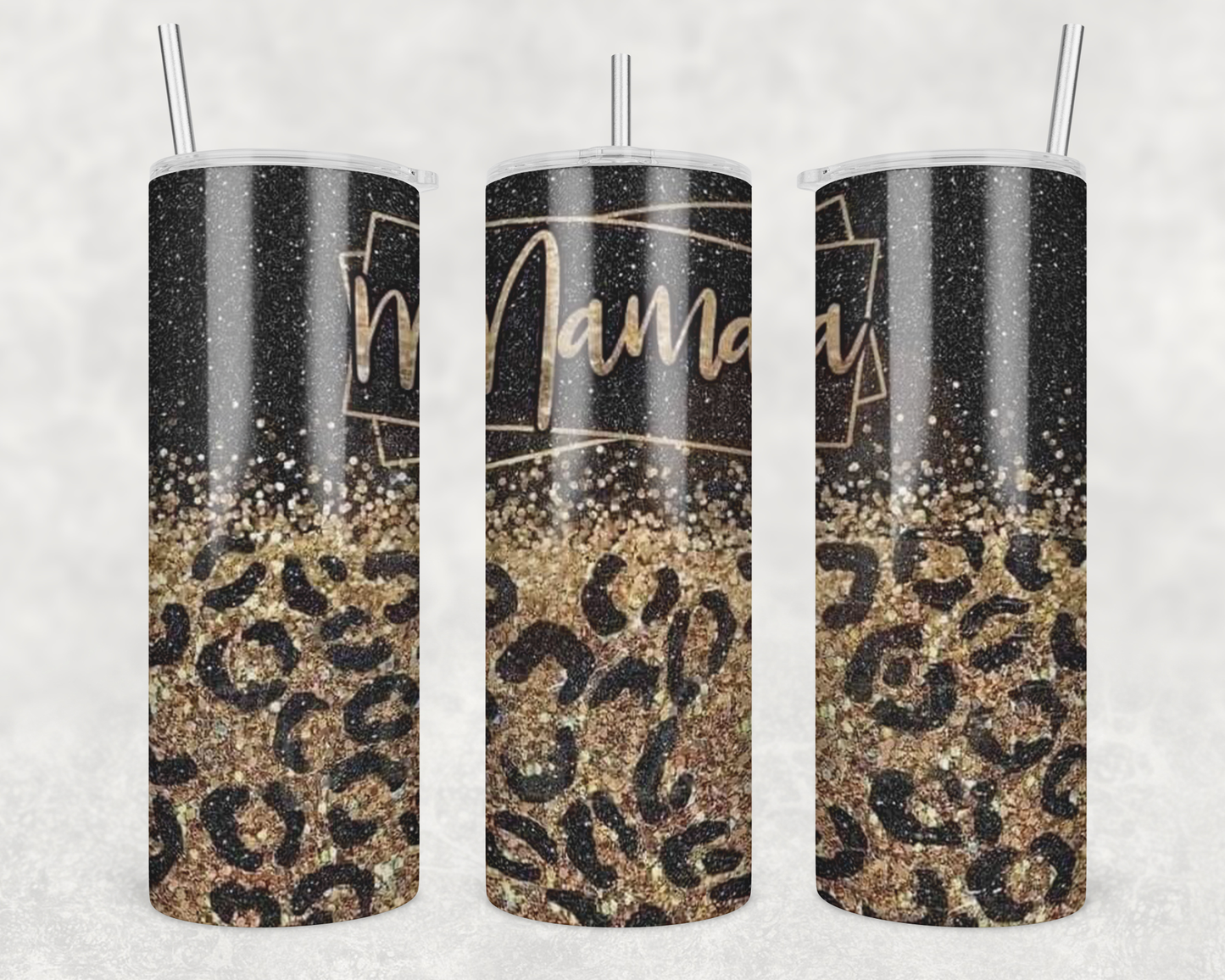 Black & Gold Cheetah Print Mama Tumbler
