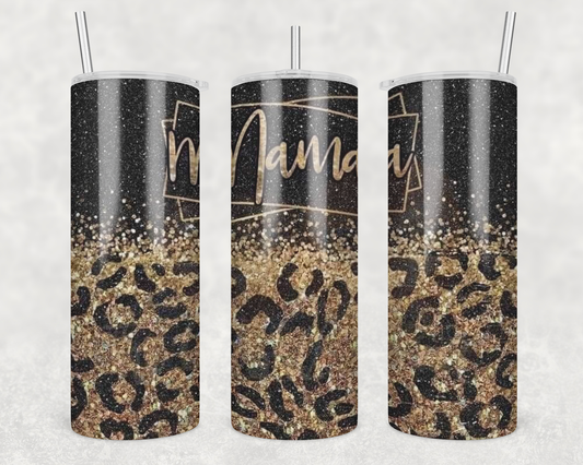 Black & Gold Cheetah Print Mama Tumbler