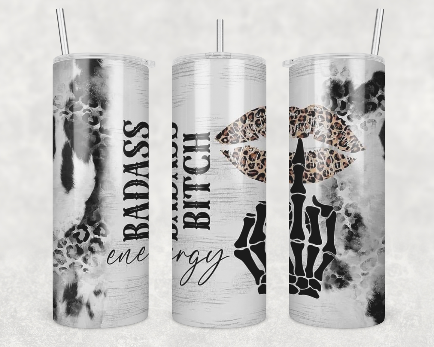 Gray Bad Bitch Energy Tumbler