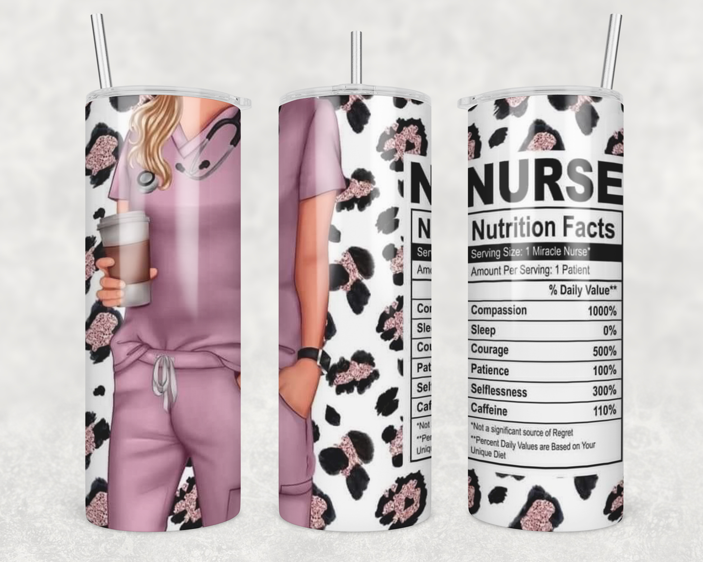 Pink Cheetah Print Nurse Tumbler