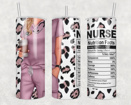 Pink Cheetah Print Nurse Tumbler