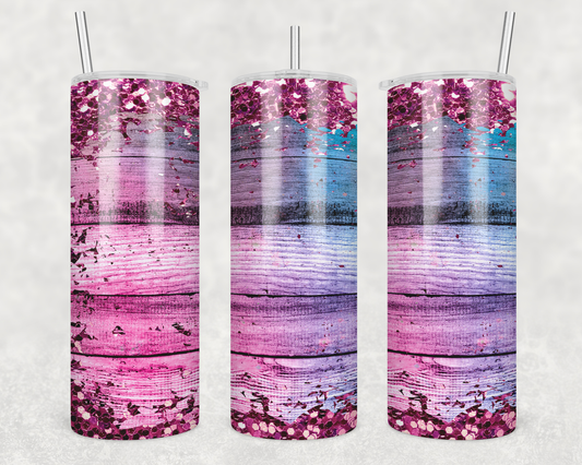 Pink & Blue Wood Tumbler