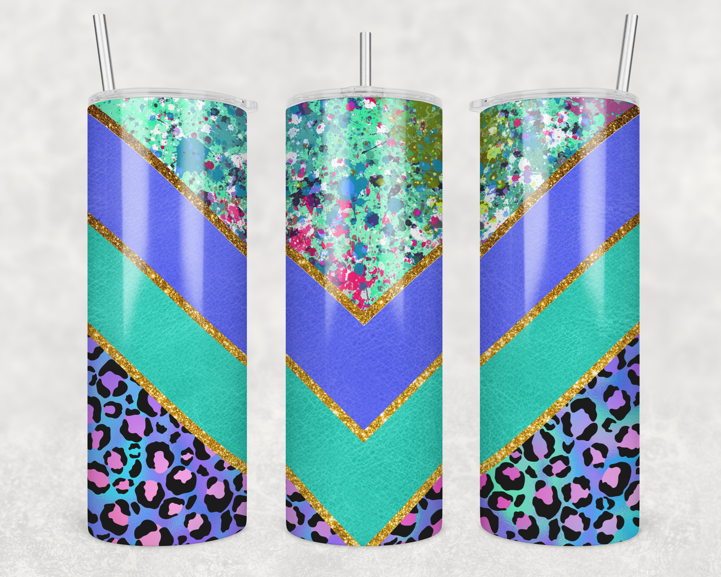 Purple & Teal V Split Tumbler