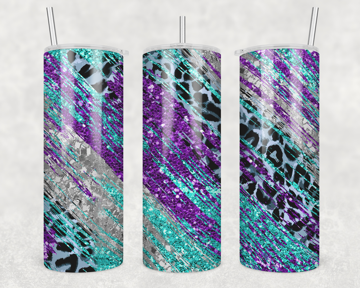 Teal & Purple Cheetah Print Tumbler