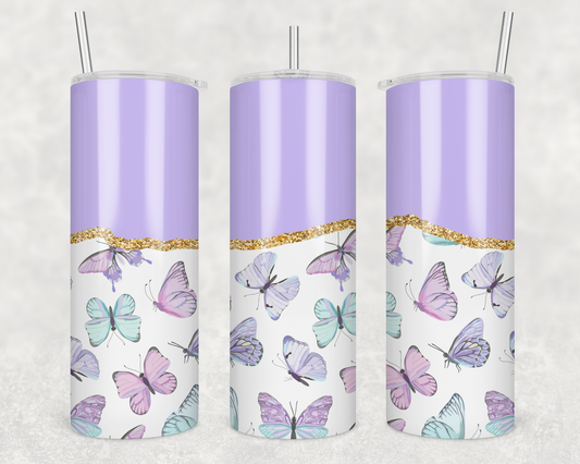 Purple Butterflies Tumbler