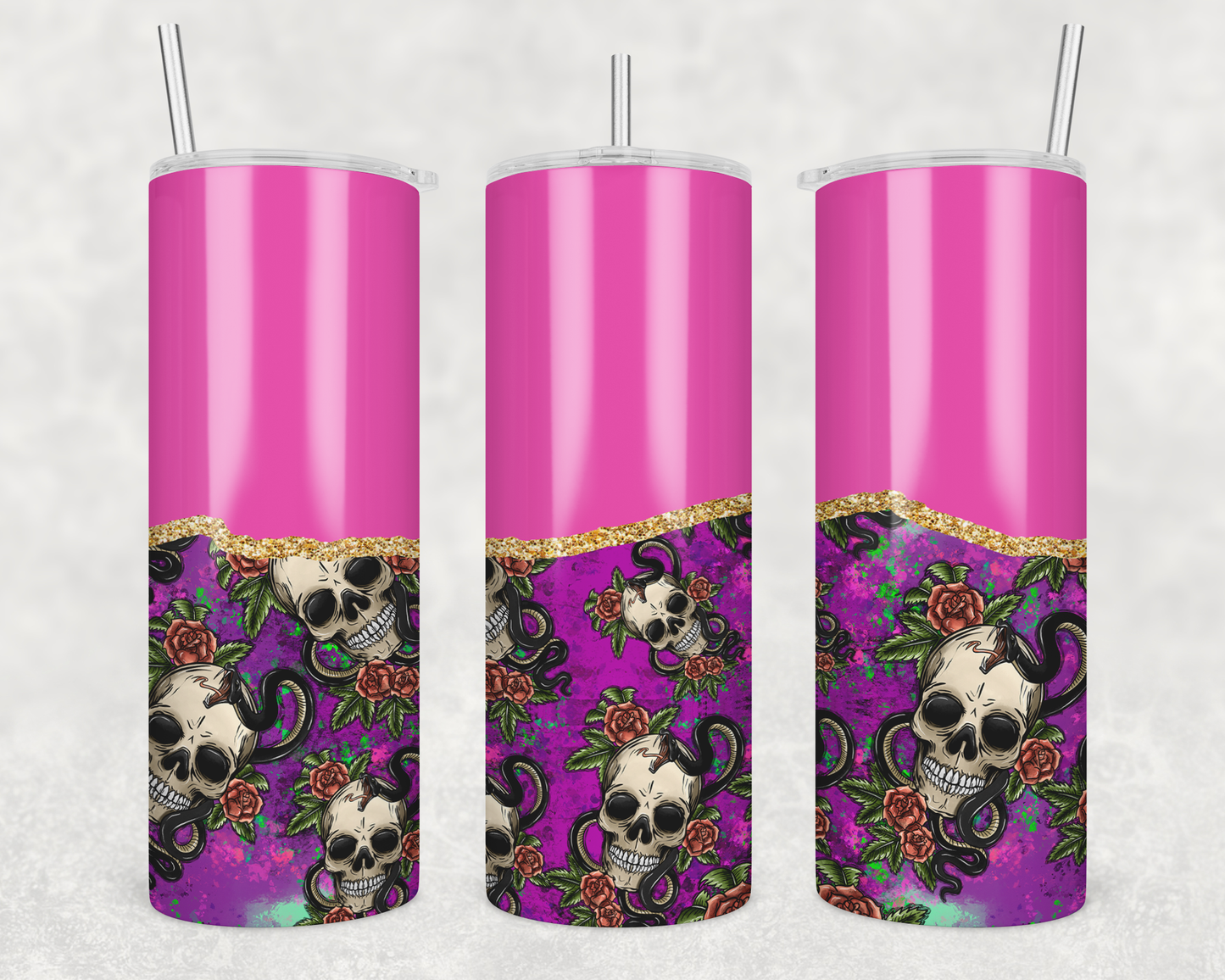Pink Skulls Tumbler