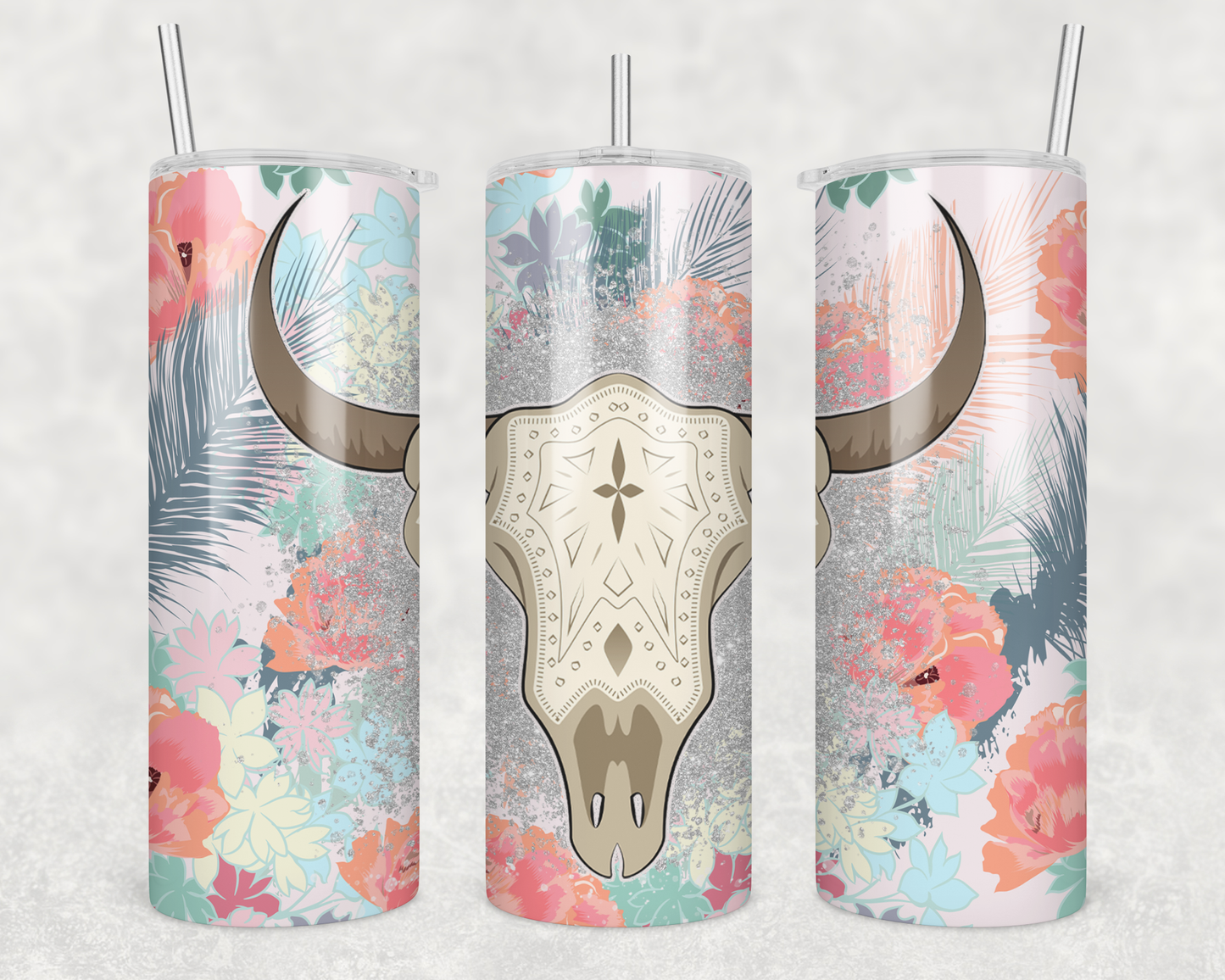 Skull & Floral Tumbler