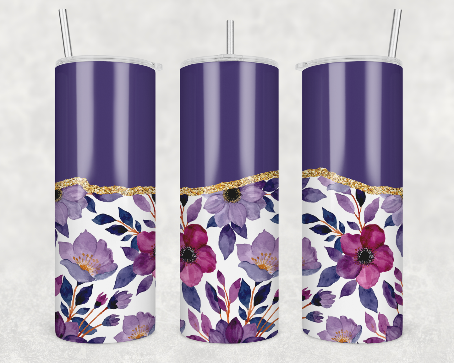 Purple Flowers Tumbler