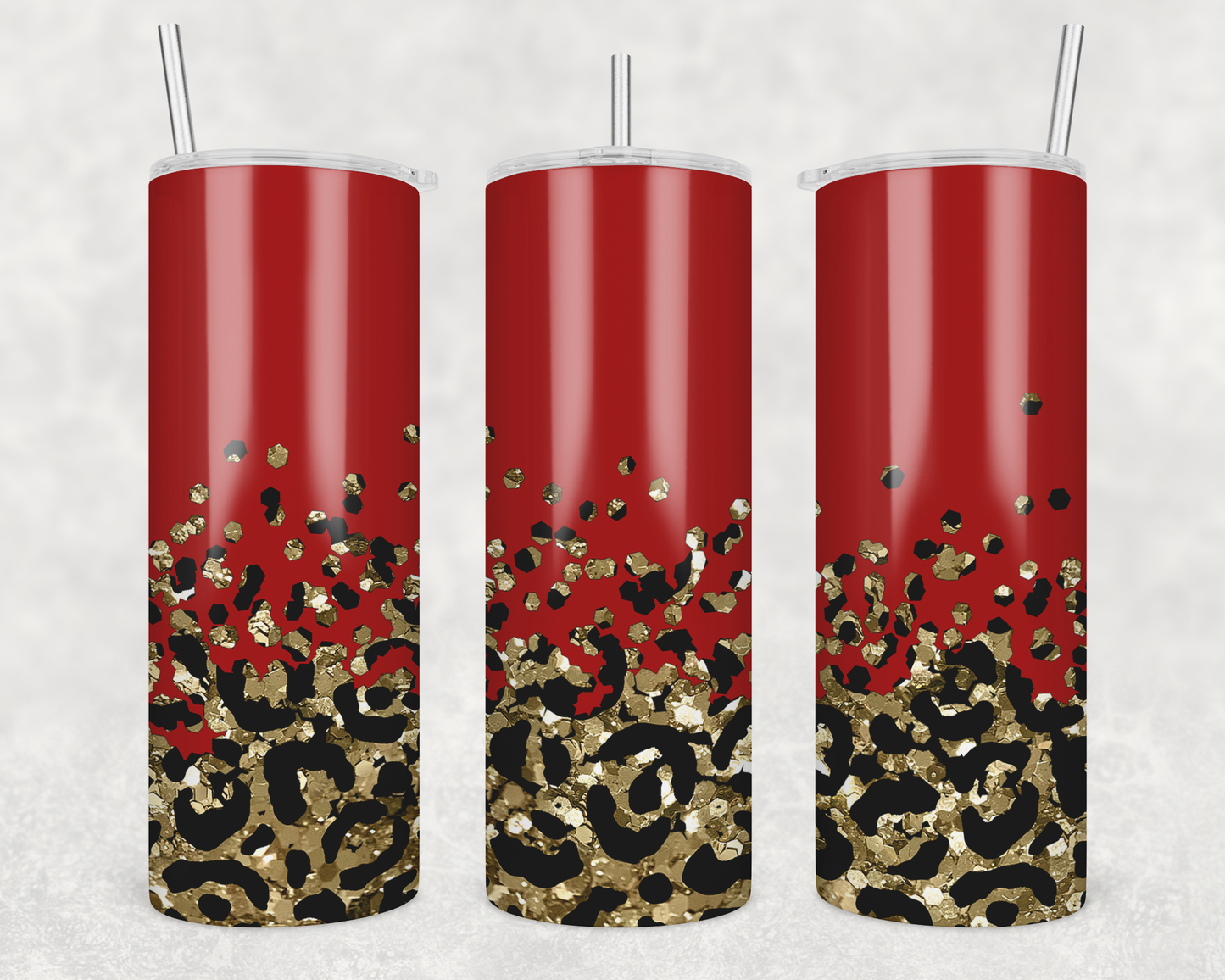 Red & Gold Cheetah Print Tumbler