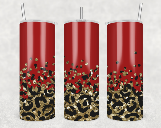 Red & Gold Cheetah Print Tumbler