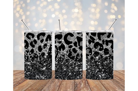 Gray Cheetah Print Tumbler