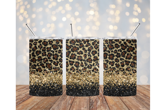 Black & Gold Cheetah Print Tumbler