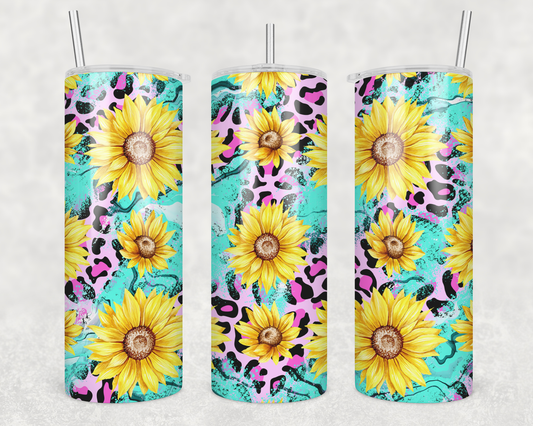 Teal Sunflower Tumbler